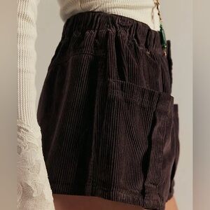 We The Free High-Waist Black Corduroy Shorts